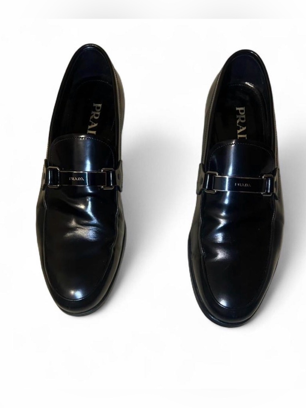 Prada Black Leather Bit Slip-On Loafers